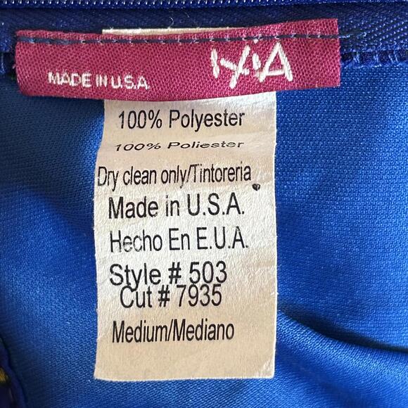 IXIA Womens Pleated Skirt Size Large Blue with Yellow Polka Dot Knee Length - Picture 3 of 3